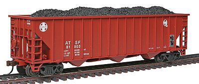 Con-Cor 19365 HO Scale Greenville 100-Ton 15-Panel 3-Bay Hopper w/Coal Load - Ready to Run -- Santa Fe (Q)