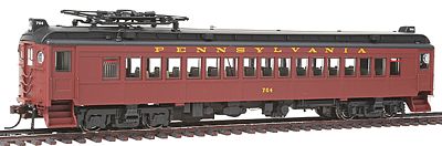 Con-Cor 194513 HO Scale Electric Powered mP54 MU Coach w/Pantograph - Standard DC -- Pennsylvania Railroad (Post-War Dark Tuscan, black Roof)
