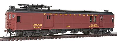 Con-Cor 194524 HO Scale Electric Powered mP54 MU Baggage-Mail w/Pantograph - Standard DC -- Pennsylvania Railroad (Post-War Dark Tuscan, black Roof)