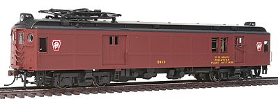 Con-Cor 194526 HO Scale Electric Powered mP54 MU Baggage-Mail w/Pantograph - Standard DC -- Pennsylvania Railroad (Post-War Dark Tuscan, black Roof, Keystone Logos)