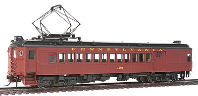 Con-Cor 194545 HO Scale Electric Powered mP54 MU Combine w/Pantograph - Standard DC -- Pennsylvania Railroad (Post-War Tuscan, black Roof)