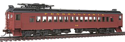 Con-Cor 194556 HO Scale Electric Non-Powered mP54 MU Coach w/Pantograph - Ready to Run -- Pennsylvania Railroad (Post-War Tuscan, black Roof)