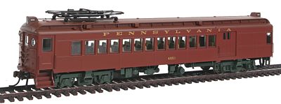 Con-Cor 194586 HO Scale Electric Non-Powered mP54 MU Combine w/Pantograph - Ready to Run -- Pennsylvania Railroad (Pre-War Light Tuscan, Olive)