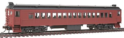 Con-Cor 194606 HO Scale Electric Non-Powered mP54 MU Coach, No Pantograph - Ready to Run -- Painted, Unlettered (Post-War Tuscan, black Roof)