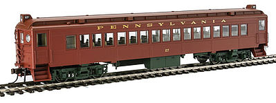 Con-Cor 194607 HO Scale Electric Non-Powered mP54 MU Coach, No Pantograph - Ready to Run -- Pennsylvania Railroad (Pre-War Light Tuscan, Olive)