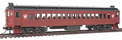 Con-Cor 194611 HO Scale Electric Non-Powered mP54 MU Coach, No Pantograph - Ready to Run -- Pennsylvania Railroad (Keystone Version, Post-War Tuscan, black Roof)