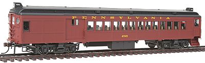 Con-Cor 194641 HO Scale Electric Non-Powered mP54 MU Combine, No Pantograph - Ready to Run -- Pennsylvania Railroad (Post-War Tuscan, black Roof)