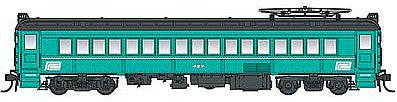 Con-Cor 194644 HO Scale Electric mP54 MU Coach w/Pantograph - Standard DC -- Penn Central (Scheme A, Jade Green,black, Large Low Logo & Stripe)