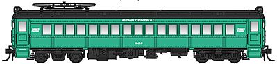 Con-Cor 194645 HO Scale Electric mP54 MU Coach w/Pantograph - Standard DC -- Penn Central (Scheme B, Jade Green, black, Small Window Band Logo)