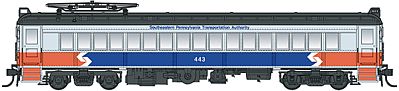 Con-Cor 194646 HO Scale Electric mP54 MU Coach w/Pantograph - Standard DC -- Southeastern Pennsylvania Trans. Authority SEPTA (white, red, blue)