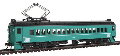 Con-Cor 194648 HO Scale Electric mP54 MU Coach w/Pantograph - Unpowered -- Penn Central (Scheme A, Jade Green,black, Large Low Logo & Stripe)
