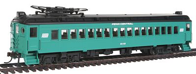 Con-Cor 194737 HO Scale mP54 MU Coach w/Pantograph - Standard DC -- Penn Central #649 (Scheme B; Jade Green, black, Small Window Band Logo)