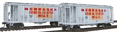 Con-Cor 197009 HO Scale GATX Airslide Covered Hopper 2-Pack Assembled -- Nebraska Consolidated Mills