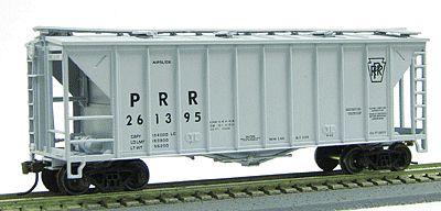 Con-Cor 197070 HO Scale 40' Airslide(R) Single Bay Covered Hopper w/Triangular Gussetts Assembled -- Pennsylvania (gray, black)