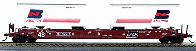 Con-Cor 198202 HO Scale Gunderson Maxi III Husky Stack w/2-Trailer Set -- Burlington Northern #2