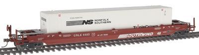 Con-Cor 198802 HO Scale 125-Ton Gunderson Container Car w/48' Container - Assembled w/Ez-Mate Couplers -- Southwind #CRLE 5023 w/Norfolk Southern Container #TCZU 8506759
