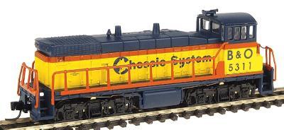 Con-Cor 2305 N Scale EMD MP15 - Standard DC -- B&O Chessie System #5311 (black/yellow/red w/blue Lettering)