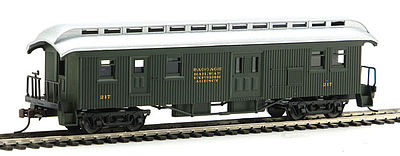 Con-Cor 329 HO Scale 1880s Wood Open-Platform Baggage-RPO - Ready to Run -- Durango & Silverton #217 (Pullman Green)