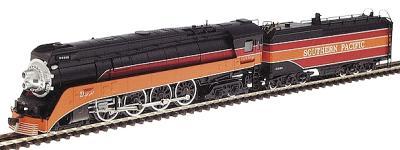 Con-Cor 3855 N Scale Steam Powered 4-8-4 GS-4 w/Tender -- SP #4432 (Daylight Colors w/Logo on Skirt w/"Southern Pacific" Tender)