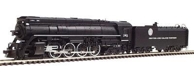 Con-Cor 3894 N Scale Steam 4-8-4 w/Coal Bunker Tender w/Center Mounted Headlight & Top Bell -- Denver & Rio Grande Western #1801