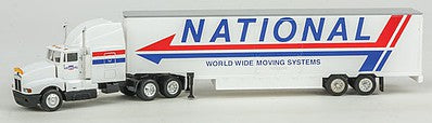 Con-Cor 4001072 HO Scale Tractor w/Trailer - Assembled -- National Van Lines (white, red, blue)