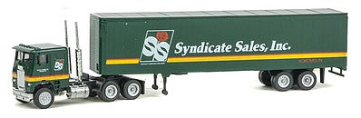 Con-Cor 4001080 HO Scale Tractor w/45' Van Trailer - Assembled -- Syndicate Sales, Inc. (black, yellow, white)