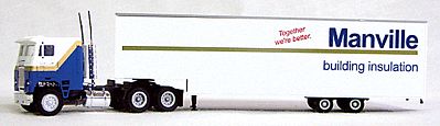 Con-Cor 4001105 HO Scale American Tractor/Trailer -- Tractor w/42' High Cube Van Trailer Manville Insulation