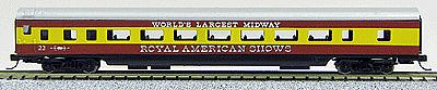 Con-Cor 40023 N Scale 85' Smooth-Side Coach - Ready to Run w/Micro-Trains(R) Couplers -- Royal American Shows