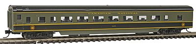Con-Cor 40037 N Scale 85' Smooth-Side Coach - Ready to Run w/Micro-Trains(R) Couplers -- Canadian National (green, black)