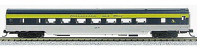 Con-Cor 40041 N Scale 85' Smooth-Side Coach - Ready to Run w/Micro-Trains(R) Couplers -- Chesapeake & Ohio (blue, yellow, gray)