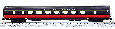 Con-Cor 40049 N Scale 85' Smooth-Side Coach - Ready to Run w/Micro-Trains(R) Couplers -- Illinois Central (brown, orange)