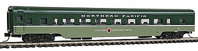 Con-Cor 40055 N Scale 85' Smooth-Side Coach - Ready to Run w/Micro-Trains(R) Couplers -- Northern Pacific (Two-Tone Green)