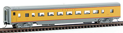 Con-Cor 40059 N Scale 85' Smooth-Side Coach - Ready to Run w/Micro-Trains(R) Couplers -- Wabash (UP Streamliner Scheme, Armour Yellow, gray)