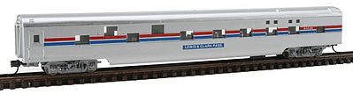 Con-Cor 40079 N Scale 85' Smooth-Side Sleeper - Ready to Run w/Micro-Train(R) Couplers -- Amtrak (Phase II, silver, Wide red & blue Stripes, white, No Logo)