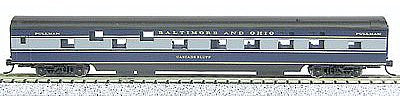 Con-Cor 40090 N Scale 85' Smooth-Side Sleeper - Ready to Run w/Micro-Train(R) Couplers -- Baltimore & Ohio (blue, gray)