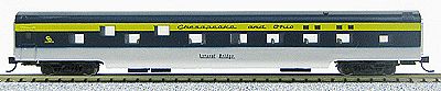 Con-Cor 40091 N Scale 85' Smooth-Side Sleeper - Ready to Run w/Micro-Train(R) Couplers -- Chesapeake & Ohio (blue, yellow, gray)