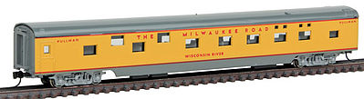 Con-Cor 40092 N Scale 85' Smooth-Side Sleeper - Ready to Run w/Micro-Train(R) Couplers -- Milwaukee Road (Armour Yellow, gray)