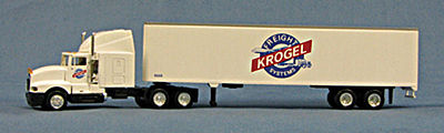Con-Cor 4009506 HO Scale Semi Tractor w/Van Trailer - Assembled -- Krogel Freight Systems (white, blue, red)