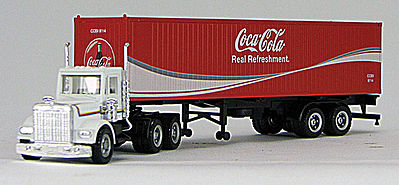 Con-Cor 4009611 HO Scale Freightliner Tractor w/Container on Chassis Trailer - Assembled -- White w/Coca-Cola Container #1