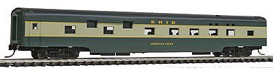 Con-Cor 40098 N Scale 85' Smooth-Side Sleeper - Ready to Run w/Micro-Train(R) Couplers -- Erie (green, cream)