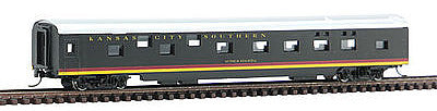 Con-Cor 40100 N Scale 85' Smooth-Side Sleeper - Ready to Run w/Micro-Train(R) Couplers -- Kansas City Southern (black, red, yellow)