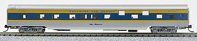 Con-Cor 40107 N Scale 85' Smooth-Side Sleeper - Ready to Run w/Micro-Train(R) Couplers -- Delaware & Hudson (gray, blue, yellow)