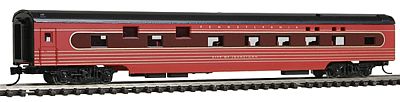 Con-Cor 40108 N Scale 85' Smooth-Side Sleeper - Ready to Run w/Micro-Train(R) Couplers -- Pennsylvania Railroad (Loewy Fleet of Modernism, red, tuscan)