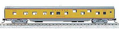 Con-Cor 40109 N Scale 85' Smooth-Side Sleeper - Ready to Run w/Micro-Train(R) Couplers -- Wabash (yellow, gray)