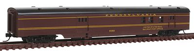 Con-Cor 40121 N Scale 85' Smooth-Side Railway Post Office - Ready to Run w/Micro-Trains(R) Couplers -- Pennsylvania Railroad (tuscan)