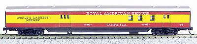 Con-Cor 40123 N Scale 85' Smooth-Side Railway Post Office - Ready to Run w/Micro-Trains(R) Couplers -- Royal American Shows