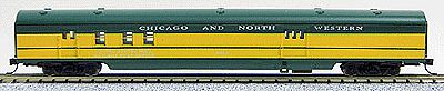 Con-Cor 40138 N Scale 85' Smooth-Side Railway Post Office - Ready to Run w/Micro-Trains(R) Couplers -- Chicago & North Western (yellow, green)