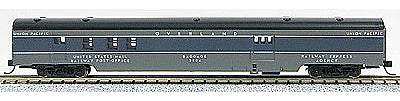 Con-Cor 40147 N Scale 85' Smooth-Side Railway Post Office - Ready to Run w/Micro-Trains(R) Couplers -- Union Pacific "Overland" (gray)