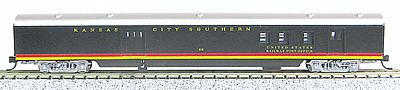 Con-Cor 40150 N Scale 85' Smooth-Side Railway Post Office - Ready to Run w/Micro-Trains(R) Couplers -- Kansas City Southern (black, red, yellow)