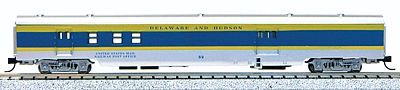 Con-Cor 40157 N Scale 85' Smooth-Side Railway Post Office - Ready to Run w/Micro-Trains(R) Couplers -- Delaware & Hudson (gray, blue, yellow)